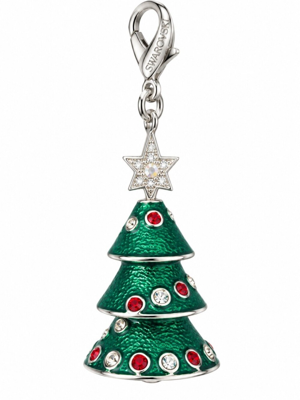 Vintage Rare Swarovski Green And Red With Multiple Stones And A Star Charm Xmas